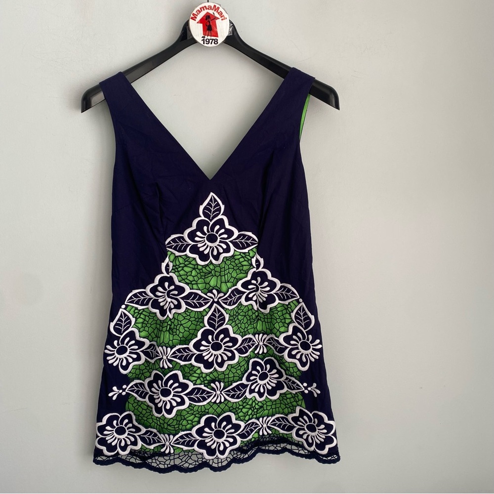 Lilly Pulitzer Sleeveless Shift Dress Blue Green Size 8 Jungle Flower Sylvie